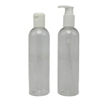 Ready To Ship 250ml PET Transparent Cylindrical Round Shoulders Gel Plastic Pump Bottle With 28415 Pump Or Top Cap