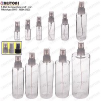 PET cylinder refillable recycled plastic fine mist spray bottle for perfume essential oil and hair