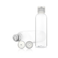 Stock 80ml clear empty plastic bottle with flip white cap