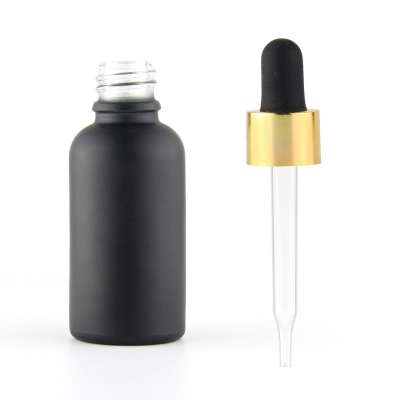 Hot sale CECO 30ml matte black fancy essential oil glass bottle with aluminium dropper cap