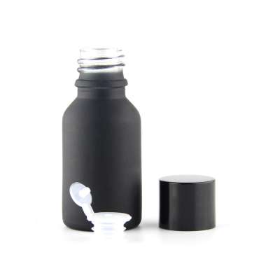 Manufacturer frosted 15ml black essential oil glass bottle for e liquid