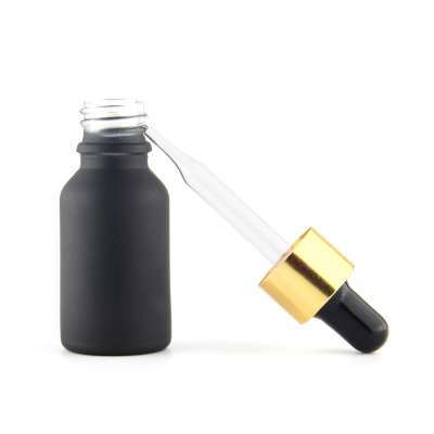 15ml empty frosted black glass perfume bottle with transparent dropper