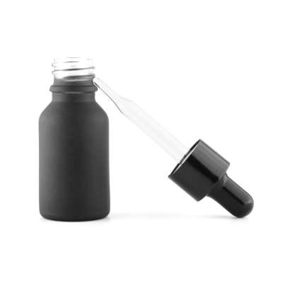 frosted glass cosmetic bottle black matte for essential oil 15ml