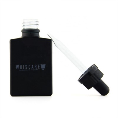 high quality 1 oz 30ml matte black rectangular glass dropper bottle with childproof cap for e liquid essential oil