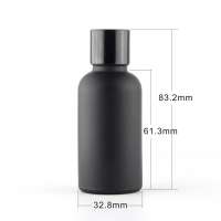 High value 30ml matte black round shape frosted glass essential oil dropper bottle with black cap