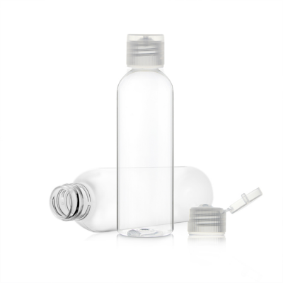 Clear round shape pet 80ml white flip cap plastic bottle